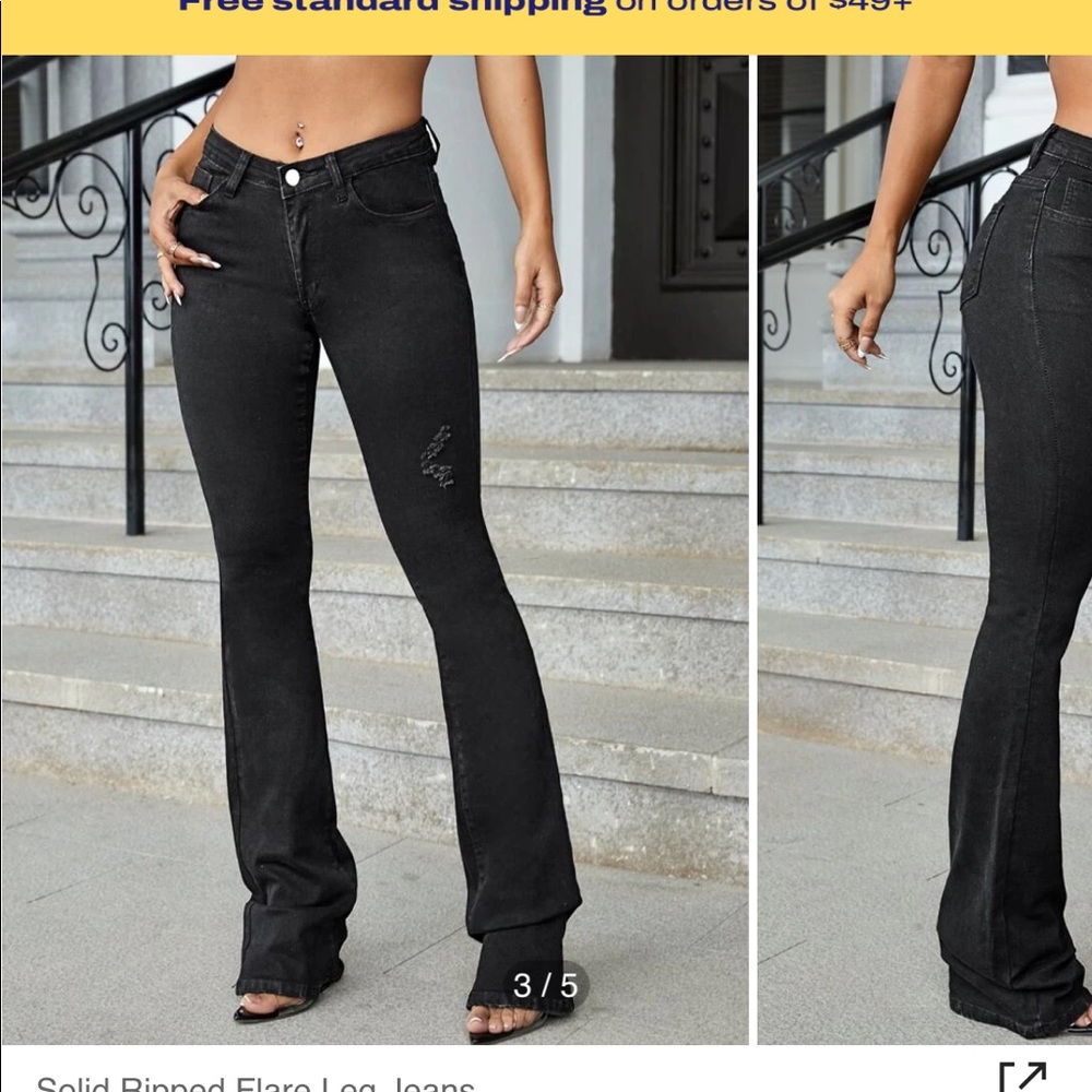 Black Ripped flared Jeans